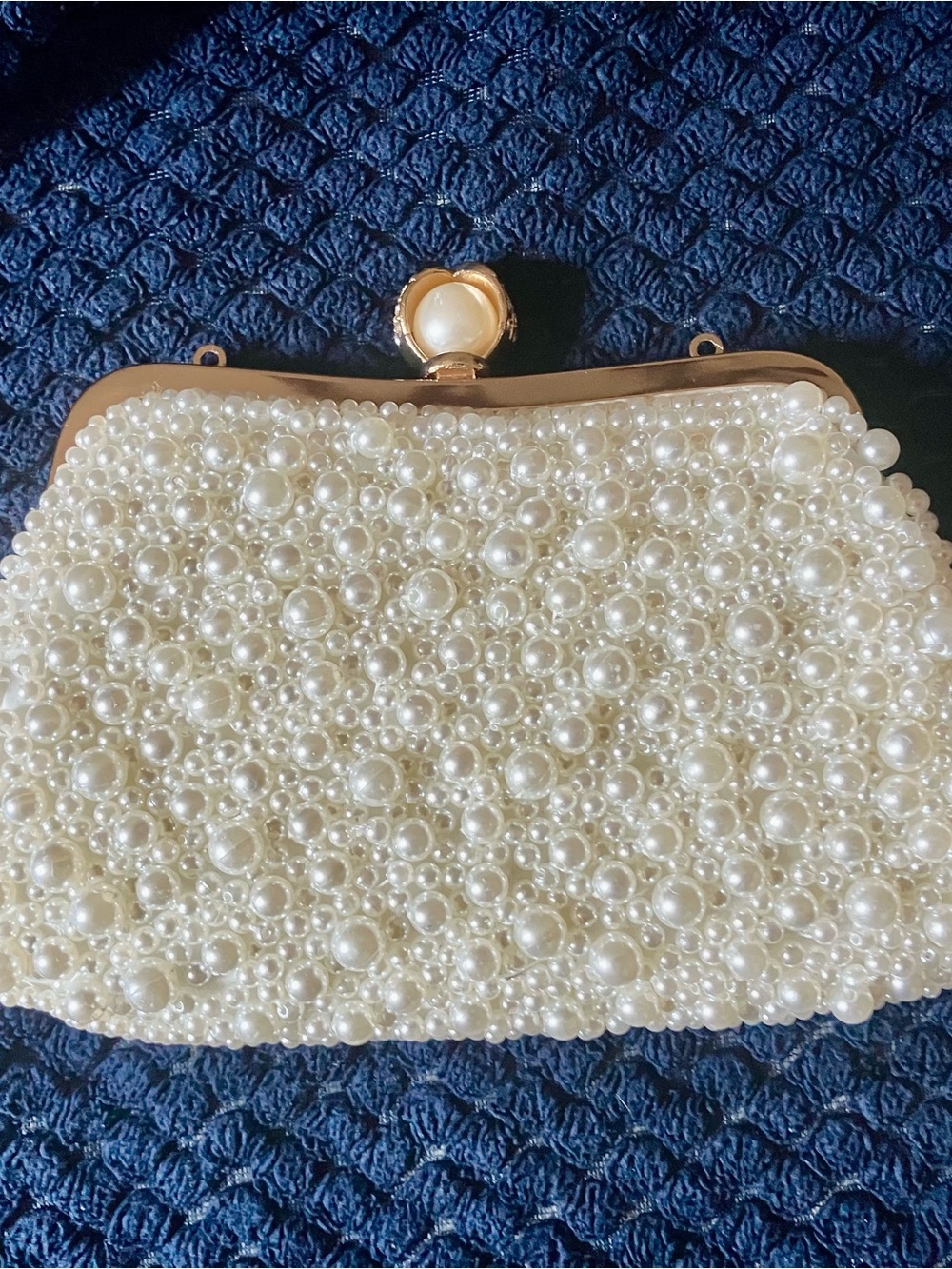 Pearl Beaded Evening Clutch - Ivory -3 Handles - Weddings- Proms